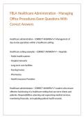 FBLA Healthcare Administration - Managing Office Procedures Exam Questions With Correct Answers &NewLine;