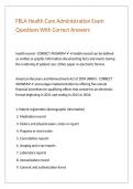 FBLA Health Care Administration Exam Questions With Correct Answers