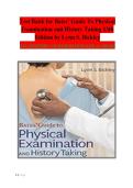 Test Bank for Bates' Guide to Physical Examination and History Taking&comma; 13th Edition &vert; Chapters 1&ndash;20 with Rationales