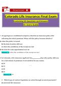 Colorado Life Insurance Final Exam &ndash; Practice Questions & Verified Answers &vert; 400&plus; Q&A for CO Division of Insurance Licensing &vert; 2025&sol;2026 Updated &vert; A&plus; Graded