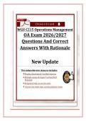 WGU C215 Operations Management OA Exam 2026&sol;2027 Questions And Correct Answers With Rationale