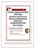 ATI RN COMMUNITY HEALTH CMS EXAM QUESTIONS AND CORRECT ANSWERS WITH RATIONALE 2026&sol;2027 GUARANTEED PASS