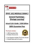 PSYC101&sol;PSYC 101 Module Exam 2 &vert; General Psychology &vert; Portage Learning &vert; Q & A &vert; 2026 Edition &lpar;PDF&rpar;