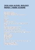 Testbank 2026 AQA A-Level Biology Paper 1 Mark Scheme&colon; Complete Exam Guide & Answers&NewLine;