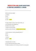 Medication Aide Exam Questions & Verified Answers &vert; Medication Aide Certification &vert; Complete Practice Questions with Verified Answers