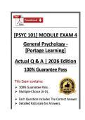 PSYC101&sol;PSYC 101 Module Exam 4 &vert; General Psychology &vert; Portage Learning &vert; Q & A &vert; 2026 Edition &lpar;PDF&rpar;