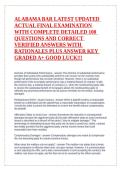 Testbank&colon; Alabama Bar Latest Updated Actual Final Examination &ndash; 100 Verified Questions with Detailed Rationales & Answer Key &lpar;Graded A&plus;&rpar;&NewLine;&NewLine;