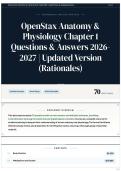 OpenStax Anatomy & Physiology Chapter 1 Questions & Answers 2026&sol;2027 &vert; Updated Version &lpar;Rationales&rpar;