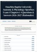 Ouachita Baptist University Anatomy & Physiology OpenStax Exam 1 Chapters 1-4 Questions & Answers 2026&sol;2027 &lpar;Rationales&rpar;