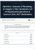 OpenStax Anatomy & Physiology 2e Chapter 2 The Chemical Level of Organization Questions & Answers 2026&sol;2027 &lpar;Rationales&rpar;