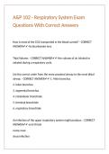 A&P 102 - Respiratory System Exam Questions With Correct Answers
