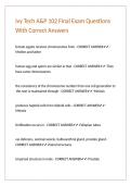 Ivy Tech A&P 102 Final Exam Questions With Correct Answers