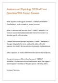 Anatomy and Physiology 102 Final Exam Questions With Correct Answers 
