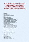 Mark 3000 Chapter 5-Analyzing the&NewLine;Marketing Environment Exam&NewLine;Questions and Answers Verified&NewLine;Solutions Latest Update &lpar;2026&sol;2027&rpar;