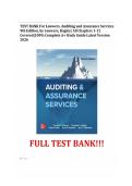TEST BANK For Louwers&comma; Auditing and Assurance Services 9th Edition&comma; by Louwers&comma; Bagley&vert; All Chapters 1-12 Covered&vert;100&percnt; Complete A&plus; Study Guide Latest Version 2026