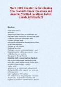 Mark 3000 Chapter 12-Developing&NewLine;New Products Exam Questions and&NewLine;Answers Verified Solutions Latest&NewLine;Update &lpar;2026&sol;2027&rpar;