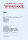 Mark 3000 Chapter 14-Pricing&NewLine;Concepts for Capturing Value Exam&NewLine;Questions and Answers Verified&NewLine;Solutions Latest Update &lpar;2026&sol;2027&rpar;