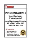 PSYC101&sol;PSYC 101 Module Exam 6 &vert; General Psychology &vert; Portage Learning &vert; Q & A &vert; 2026 Edition &lpar;PDF&rpar;