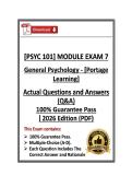 PSYC101&sol;PSYC 101 Module Exam 7 &vert; General Psychology &vert; Portage Learning &vert; Q & A &vert; 2026 Edition &lpar;PDF&rpar;