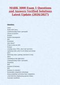 MARK 3000 Exam 1 Questions&NewLine;and Answers Verified Solutions&NewLine;Latest Update &lpar;2026&sol;2027&rpar;
