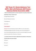 DAT Exam V3 &vert; Dental Admission Test &NewLine;&lpar;DAT&rpar; &vert; Q&A with Rationale &lpar;DAT Exam&rpar; &vert; &NewLine;American Dental Association &lpar;ADA