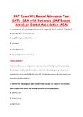 DAT Exam V1 &vert; Dental Admission Test &NewLine;&lpar;DAT&rpar; &vert; Q&A with Rationale &lpar;DAT Exam&rpar; &vert; &NewLine;American Dental Association &lpar;ADA
