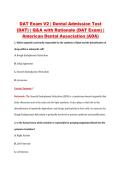 DAT Exam V1&ndash;V3 &vert; Dental Admission Test &lpar;DAT&rpar; &vert; Q&A with Rationale &lpar;DAT Exam&rpar; &vert; American Dental Association &lpar;ADA&rpar;