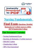 Nursing Fundamentals Final Exam  Questions&comma; Detailed Rationales & Verified Answers &lpar;2026&ndash;2027&rpar; Chamberlain College