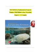 TEST BANK For Fundamentals of Corporate Finance&comma; 13th Edition by Ross&comma; Westerfield&comma; Verified Chapters 1 - 27&comma; Complete Newest Version