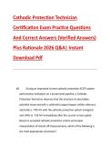 Cathodic Protection Technician &NewLine;Certification Exam Practice Questions &NewLine;And Correct Answers &lpar;Verified Answers&rpar; &NewLine;Plus Rationale 2026 Q&A&vert; Instant &NewLine;Download Pdf 