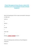 Project Management Exam Review Latest 2026 &NewLine;Questions and Correct Detailed Answers Already &NewLine;Graded A&plus; 