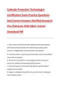 Cathodic Protection Technologist &NewLine;Certification Exam Practice Questions &NewLine;And Correct Answers &lpar;Verified Answers&rpar; &NewLine;Plus Rationale 2026 Q&A&vert; Instant &NewLine;Download Pdf