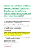Cathodic Protection Tester Certification &NewLine;Examiner Certification Exam Practice &NewLine;Questions And Correct Answers &NewLine;&lpar;Verified Answers&rpar; Plus Rationale 2026 &NewLine;Q&A&vert; Instant Download Pdf  