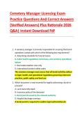 Bundle for Cemetery Manager Licensing Exam Practice Questions And Correct Answers &lpar;Verified Answers&rpar; Plus Rationales 2026 Q&A &vert; Instant Download Pdf