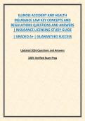 ILLINOIS ACCIDENT AND HEALTH INSURANCE LAW KEY CONCEPTS AND REGULATIONS QUESTIONS AND ANSWERS &vert; INSURANCE LICENSING STUDY GUIDE