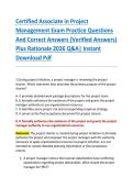 Certified Associate in Project &NewLine;Management Exam Practice Questions &NewLine;And Correct Answers &lpar;Verified Answers&rpar; &NewLine;Plus Rationale 2026 Q&A&vert; Instant &NewLine;Download Pdf 