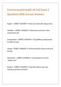 Environmental Health HS 310 Exam 2 Questions With Correct Answers