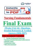 Nursing Fundamentals Final Exam &lpar;Weeks 13 & 14&rpar; &vert; Questions&comma; Detailed Rationales & Verified Answers &lpar;2026&ndash;2027&rpar; Chamberlain College