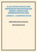 NJ CALA CERTIFIED ASSISTED LIVING ADMINISTRATOR EXAM QUESTIONS AND ANSWERS &vert; ASSISTED LIVING ADMINISTRATION STUDY GUIDE
