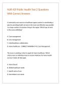 NUR 439 Public Health Test 2 Questions With Correct Answers 