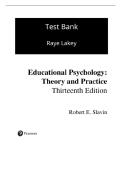 Test Bank for Educational Psychology&colon; Theory and Practice 13th Edition by Robert E&period; Slavin