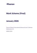 2026 Pearson Edexcel International AS&sol;A Level Decision Mathematics D1&vert;WDM11&sol;01A&vert;Mark scheme&vert; January 2026