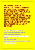 Testbank &vert; Alabama Funeral Director Final Exam &vert; 100 Q&A with Rationales &vert; A&plus; Guide&NewLine;&NewLine;