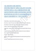 Testbank&colon; Alabama Hearing Instrument Specialist Exam &vert; 100 Q&A With Rationales & Answer Key