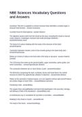 NBE Sciences Vocabulary Questions and Answers