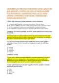 CALIFORNIA LIFE AND HEALTH INSURANCE EXAM&ndash; QUESTIONS &NewLine;AND ANSWERS &vert; VERIFIED AND WELL DETAILED ANSWERS &NewLine;PLUS RATIONALES &vert; GUARANTEED PASS &vert; LATEST EXAM &NewLine;UPDATE &vert; EXAM PREP &vert; STUDY GUIDE &vert; PRACTICE TEST&vert; &NewLine;DOWNLOAD INSTANT PDF 