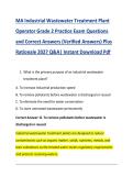 MA Industrial Wastewater Treatment Plant &NewLine;Operator Grade 2 Practice Exam Questions &NewLine;and Correct Answers &lpar;Verified Answers&rpar; Plus &NewLine;Rationale 2027 Q&A&vert; Instant Download Pdf