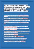 NCCER IRONWORKER EXAM 2026&NewLine;UPDATE QUESTIONS AND CORRECT&NewLine;VERIFIED ANSWERS ALREADY&NewLine;GRADED A&plus; &lpar;BRAND NEW VISION&rpar;