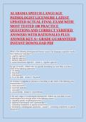 Testbank &vert; Alabama Speech-Language Pathology Licensure Exam&colon; 100 Practice Questions with Answers & Rationales&NewLine;&NewLine;