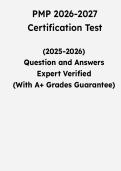 PMP 2026-2027 Certification Test &vert; Questions & Verified Answers &vert; Comprehensive Project Management Professional Certification Exam Review Study Guide PDF &vert; 2026-2027